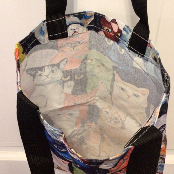 Fashion Kawaii Cats Pattern Shoulder Bag, Lightweight Shopper Tote Bag - Picture 7 of 11
